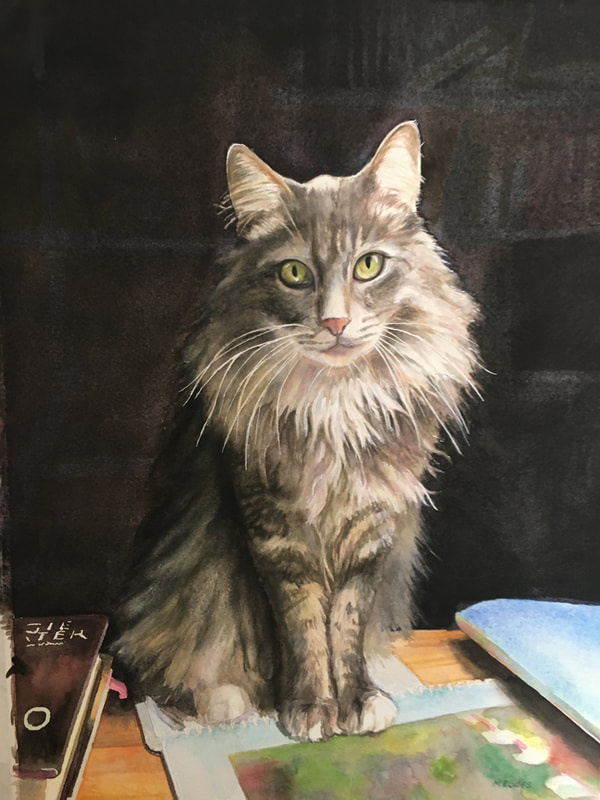 Pet Portrait: Achilles, American Tabby, 20 x 16 inches, by Michelle Rodes Artist